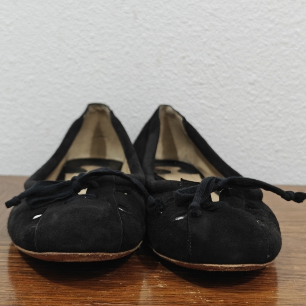 Vintage Chloé Phoebe Philo Black Suede Ballet Flats 37.5 Classic Danity Luxury - Picture 3 of 13
